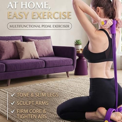 Hllpro Gentle Fit Exercise Band, 6-Tube Pedal Resistance Bands with Handles, Multifunction Fitness Resistance Bands for Abdomen, Waist, Arms, Legs & Full Body Workout