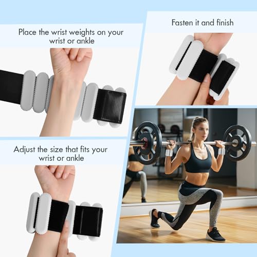 Wrist Ankle Weights for Women, Adjustable Ankle Weights Strength Training Silicone Bracelets Workout Wrist Ankle Weights for Men Women Yoga Running Dance Ankle Arm Leg Weights (2lb) - color: Grey