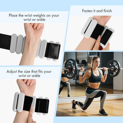 Wrist Ankle Weights for Women, Adjustable Ankle Weights Strength Training Silicone Bracelets Workout Wrist Ankle Weights for Men Women Yoga Running Dance Ankle Arm Leg Weights (2lb) - color: Grey