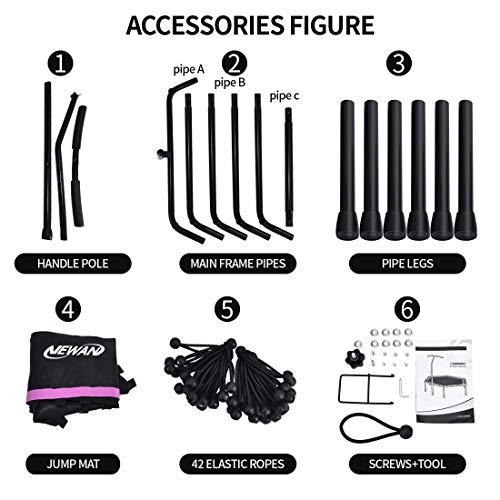 Newan 48'' Fitness Trampoline with Adjustable Handle Bar, Silent Trampoline Bungee Rebounder Jumping Cardio Trainer Workout for Adults - Max Limit 330 lbs