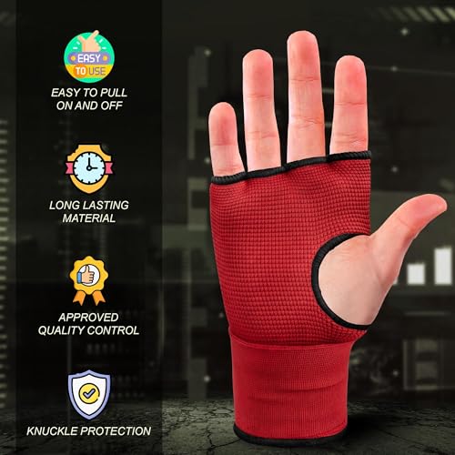 FARABI Kids Hybrid Boxing Inner Gloves Punching Boxing Gloves - color: All Red (Pack of 2)