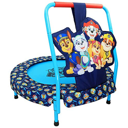 PAW Patrol Indoor Mini Trampoline with Handle for Toddlers, Features Everest, Chase, Marshall, Skye and Rubble, Multi