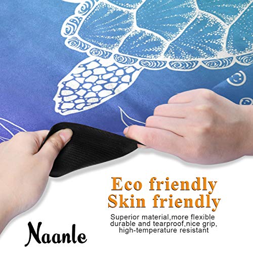 Naanle Sea Turtle Yoga Mat with Carrying Bag Set, Turtle Exercise Mat Foldable Non Slip Travel Lightweight Workout Rug for Home Gym Yoga Pilates Stretching Floor Fitness 71x26 in - color: White 03