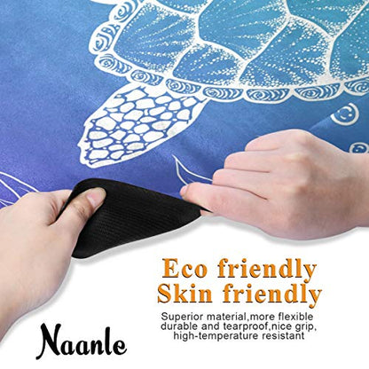 Naanle Sea Turtle Yoga Mat with Carrying Bag Set, Turtle Exercise Mat Foldable Non Slip Travel Lightweight Workout Rug for Home Gym Yoga Pilates Stretching Floor Fitness 71x26 in - color: White 03