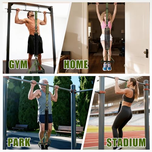 Pull Up Assistance Bands, Heavy Duty Resistance Bands with Handles, Exercise Band with Door Anchor, Adjustable Workout Band Set for Pull Up Bar, Full Body Strength&Muscle Training, Recovery, Home Gym