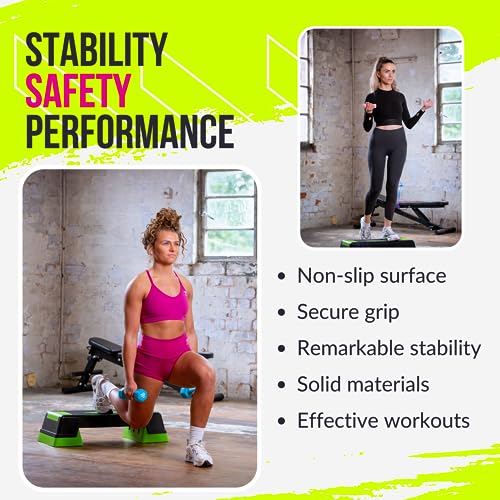 Adjustable Aerobic Step Charcoal/Green, K-REY-UFA248