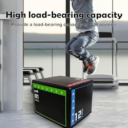 Versatile Non Slip Jump Box Exercise 3-in-1 Foam Plyometric Jump Box for Home Gym Training Fitness