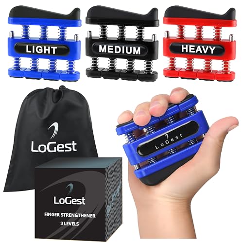 Finger Strengthener - Finger Exerciser for Forearm and Hand Strengthener - Hand Grip Workout Equipment for Musician, Rock Climbing and Therapy - color: 3 Pack - Blue Black Red