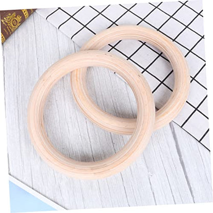 VANZACK 1pair Wooden Gymnastic Fitness Rings Boys and Girls Adults Exercise Equipment Pp Rope Indoor Pull-up Push-up Dip Training Ring