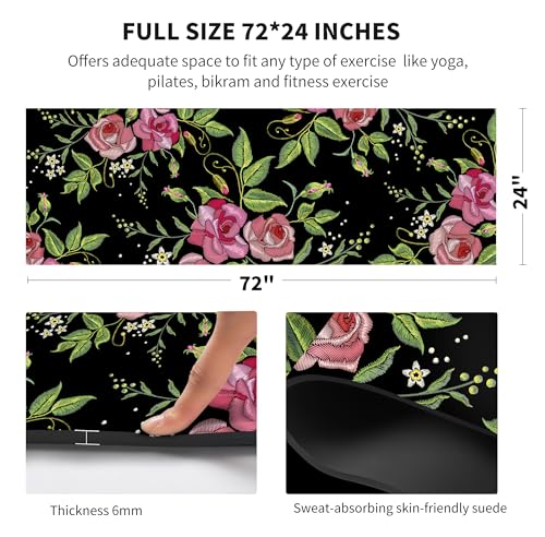 nuveti Yoga Mat Print Extra Thick TPE Non Slip Fitness Exercise Mat with Carrying Bag,72"x24" Extra Thick 6MM Exercise & Workout Mat for Yoga, Pilates Fitness and Floor Exercises - color: JYMG