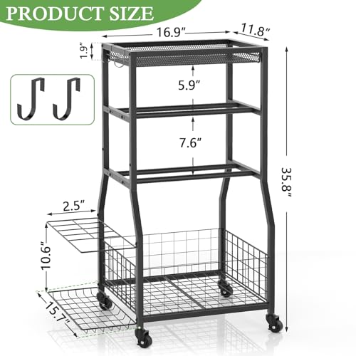 Home Gym Storage Rack, Dumbbell Rack with Yoga Mat Storage, Weight Rack Stand with Lockable Wheels and Hooks, Home Workout Equipment Organizer for Yoga, Dumbbell, Kettlebells, Ball Storage