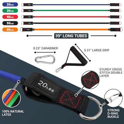 TheFitLife Resistance Bands Set for Women & Beginners – Home Workout Equipment with Handles, Door Anchor & Ankle Straps, Exercise Bands for Rehab, Yoga & Fitness