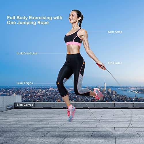 Jump Rope, High Speed Weighted Jump Rope - Premium Quality Tangle-Free - Self-Locking Screw-Free Design - Jump Ropes for Fitness - Skipping Rope for Workout Fitness, Crossfit & Home Exercises - color: Red