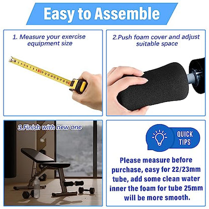 Foam Foot Pads Rollers Soft Buffer Tube Cover Black Machine Tube Leg Gym Replacement Parts for Home Exercise Equipment Leg Extension Weight Bench Inversion Table, 5.1" x 2.75" x 0.87"