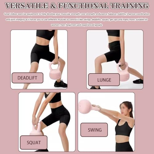 Kettlebell Home Fitness Women Soft Kettlebell Weights, New PVC Soft Rubber Kettle Ball, Does Not Damage The Floor, Practice Hip/body Shaping(Pink-2.5kg)