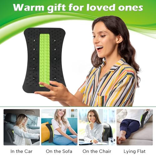 Back Stretcher, Pneumatic Inflatable Lumbar Support Board with Hand Pump & Release Valve, Stepless Height Adjustment, Decompression-Style Stretching, Cracking Device Alternative (Green) - color: Green