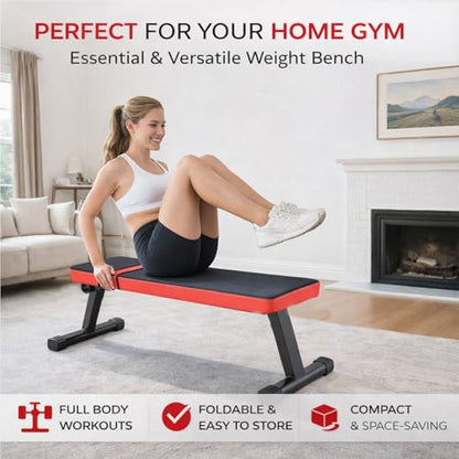 Flat Weight Bench for Home Gym 618 LB Foldable Adjustable Workout Bench Dumbbell Bench Press Exercise Bench for Strength Training & Sit Ups Black