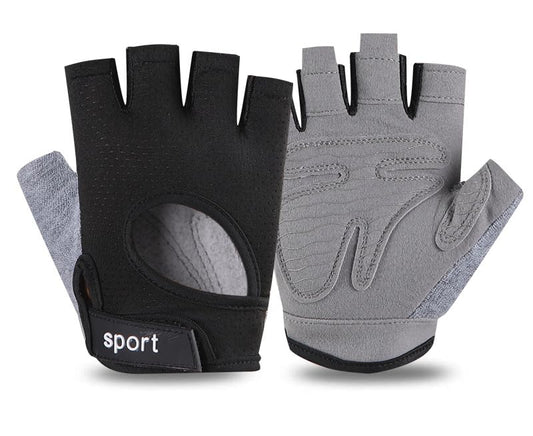Fingerless-Workout-Gloves for Men Women, Breathable-Mesh Gloves with Anti-Slip-Palm for Cycling Gym Fitness - color: Black, size: Medium