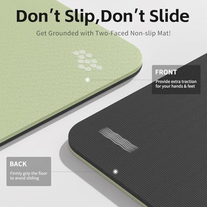 PAIDU Yoga Mat 8mm TPE Non‑Slip Fitness Mat with Strap for Home Workouts - color: Green&Black