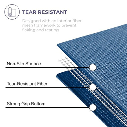 Voyage Yoga Mat, 10 Pack, 72" x 24" Professional Studio and Gym Bulk Yoga Mats, 5mm Thick, Durable, Anti-Tear, Non Slip Fitness and Exercise Mats - color: Dark Blue