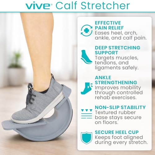 Vive Foot Rocker - Calf Stretcher for Achilles Tendinitis, Heel, Feet, Shin Splint, Plantar Fasciitis Pain Relief - Stretches Strained Leg Muscle - Ankle Wedge Stretch Improves Flexibility (Standard)