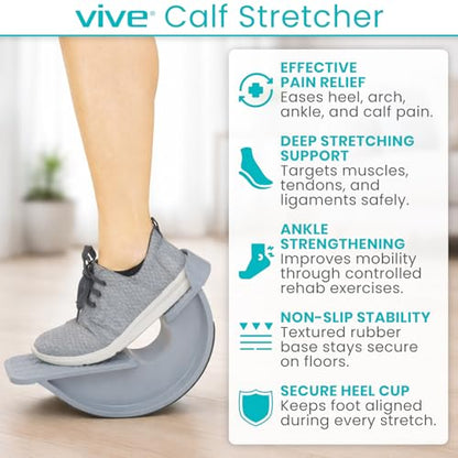 Vive Foot Rocker - Calf Stretcher for Achilles Tendinitis, Heel, Feet, Shin Splint, Plantar Fasciitis Pain Relief - Stretches Strained Leg Muscle - Ankle Wedge Stretch Improves Flexibility (Standard)