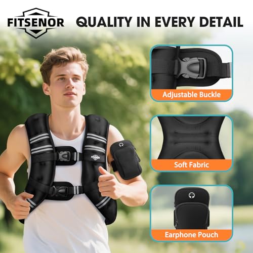 Weighted Vest for Men Women Walking, 6lb/8lb/12lb/16lb/20lb/30lb Strength Training Weight Vests with Phone Pocket, Comfortable Weighted Vest for Running Men, Rucking, Weight Loss, Gym Accessories - size: 20 lb