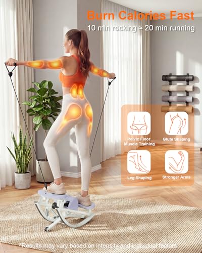 Rocking Steppers for Exercise at Home, Rocker Stepper Side to Side with Resistance Bands & Handlebar for Full Body Workout, Low-Impact Lateral Stepper Exercise Machine with Digital Monitor
