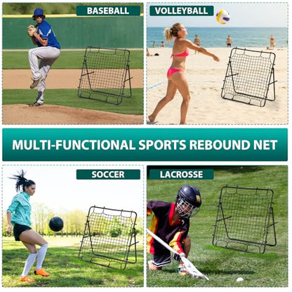 LIANTRAL Baseball Rebounder Net, Adjustable Bounce Back Trainer for Soccer, Softball, Portable Folding Rebounder for Passing & Shooting Practice, Soccer Bounce Back net Net for Kids, Black