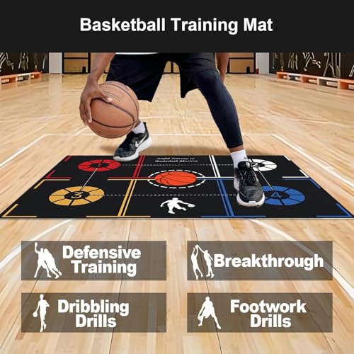 Basketball Training Equipment, Agility Footwork Training Mat, Dribble Trainer, Basketball Practice Aids with Training Mat, Agility ladder, Grip Strengthener, Resistance Bands