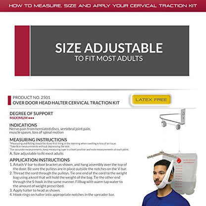 OTC Cervical Traction Kit, Neck Pain Relief, Vertebrae Disk Herniation, Complete Over Door Setup