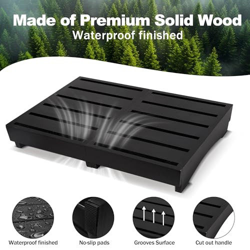 Wood Step Stool, 3.5" Bed Step Platform with Non-Slip Pads | Prefab Wooden Outdoor Steps for Porch, Bathroom & Kitchen | Safety Step for Adults & Elderly
