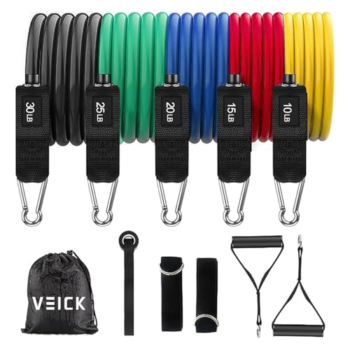VElCK Resistance Bands Set with Handles for Exercise, Workout and Home Gym - color: Colorful, size: 10-100LBS