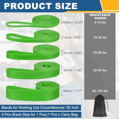 Resistance Bands for Working Out, Pull Up Bands, Pull Up Assistance Straps with Carry Bag for Home/Gym - color: Green