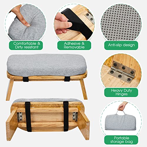 Meditation Bench with Carrying Bag, Meditation Kneeling Stool Portable Yoga Meditation Bench Ergonomic Foldable Prayer Stool with Soft Cushion for Kneeling Sitting Prayer Extended Practice