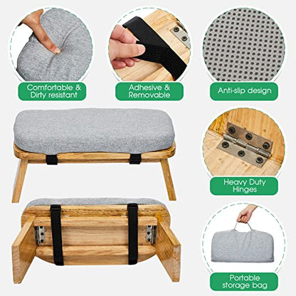 Meditation Bench with Carrying Bag, Meditation Kneeling Stool Portable Yoga Meditation Bench Ergonomic Foldable Prayer Stool with Soft Cushion for Kneeling Sitting Prayer Extended Practice