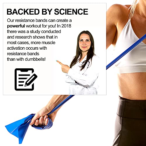 Resistance Bands for Working Out | 7Ft Long Resistance Bands |Super Exercise Bands with Carry Pouch and Door Anchor I Latex Free Workout Bands Including an Exclusive Workout App and E-Book