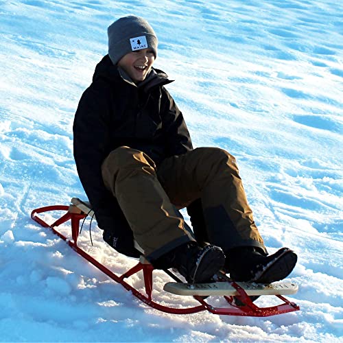 Flexible Flyer Metal Runner Sled. Steel & Wood Steering Snow Slider - style: 1-person 48"