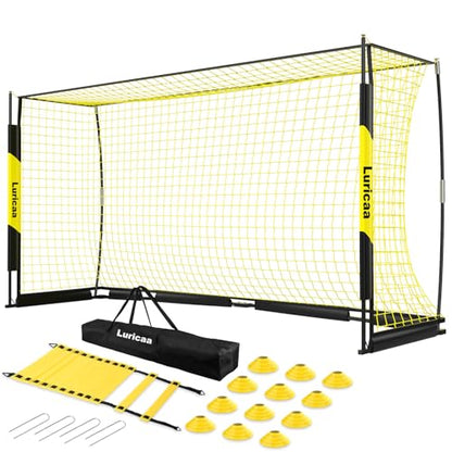 Soccer Goal, 12×6 ft /16×7 ft Portable Soccer Goals Net for Backyard, Quick Setup Training Equipment with 1 Carry Bag, 4 Ground Nails, 12 Training Cones