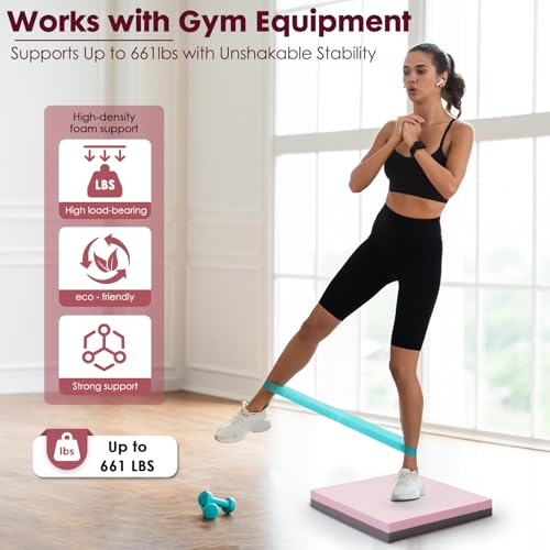 Balance Pad- High-Density Foam Cushion Mat for Yoga, Exercise & Fitness, Non-Slip Stability Trainer for Core Workouts, Thick Foam Balance Board (16x13x2.4 Inches)