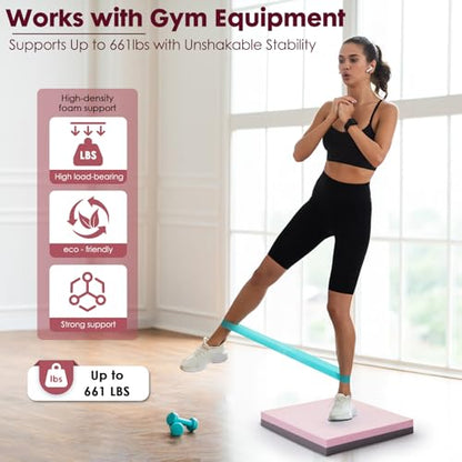 Balance Pad- High-Density Foam Cushion Mat for Yoga, Exercise & Fitness, Non-Slip Stability Trainer for Core Workouts, Thick Foam Balance Board (16x13x2.4 Inches)
