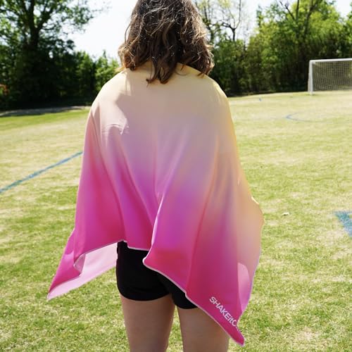 Large Cooling Shawl - Instant Heat Relief for Outdoor Events - color: Orange Pink Ombre