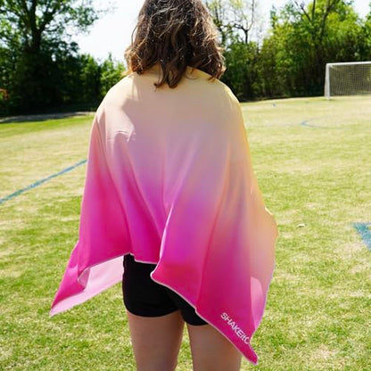 Large Cooling Shawl - Instant Heat Relief for Outdoor Events - color: Orange Pink Ombre