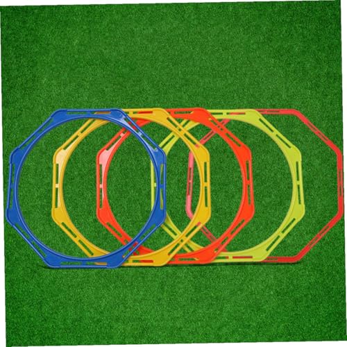 Kisangel Multi-Function Speeds Train Rings and Octangular Agility Circles Set, Portable 36cm Football Training Rings in Yellow, Orange, Blue, and Green for Soccer Speed and Agility Drills