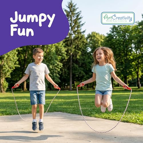 ArtCreativity 84 Inch Nylon Ropes for Kids - Pack of 12 - Durable Jump Ropes with Plastic Handles - Healthy Indoor and Outdoor Activity, Classroom Gifts, Party Favors, Gifts for Boys and Girls