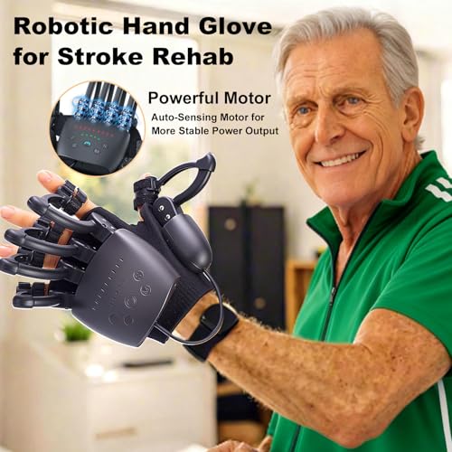 Hand Rehabilitation Robot Gloves for Stroke, Robotic Hand Glove for Stroke Rehab, Adjustable Strength, 4 Modes, Finger Training Therapy Equipment for Hemiplegia Stroke Patient with USB Chargeable