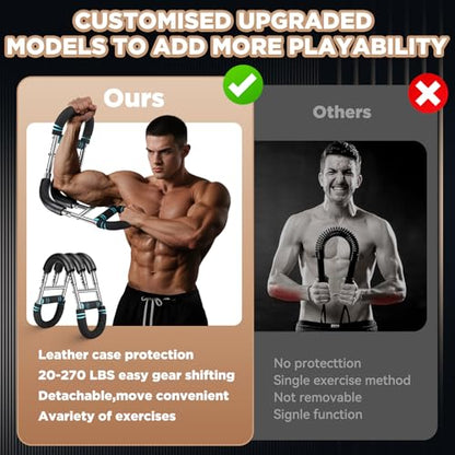 Twister Arm Trainer with Grip Strength Trainer, 20-270lbs Adjustable & 20-160lbs Foldable Options, Chest Workout Equipment, Arm Trainer for Men Women, Home Gym Strength Trainer,Chest and Arm Exerciser