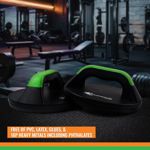 SmarterLife Push-Up Bar for Men & Women - Push-Up Handles for Floor to Prevent Elbow & Wrist Strain, Wide Grips with Non-Slip Rubber Pads for Comfort - Two Push-Up Bars & Workout Guide Included