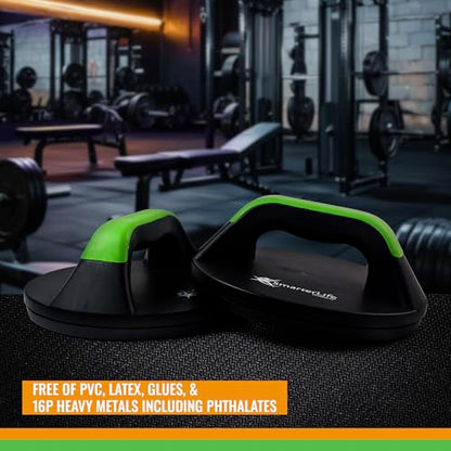 SmarterLife Push-Up Bar for Men & Women - Push-Up Handles for Floor to Prevent Elbow & Wrist Strain, Wide Grips with Non-Slip Rubber Pads for Comfort - Two Push-Up Bars & Workout Guide Included
