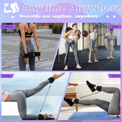 9 Pcs Fabric Resistance Band Set for Women, Booty & Glute Workout Bands with 6 Fabric + 3 Ankle Straps Non-Slip for Training, Yoga, Fitness, Gym & Pilates with Carry Bag